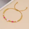 Strands Gold Plated Heart Charm Surfer Bracelet Adjustable Beaded Friendship Jewelry for Women and Teens Summer Rope Bangle