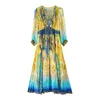 Casual jurken Peacock Print Long Dress Luxe Luxe echte Silk Women Beach Holiday