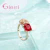 Cluster Rings Fashion Rose Gold Color Wedding Ring For Women Pave Clear Red Crystal Stijlvolle romantische Anel Anillo geschenken sieraden