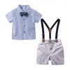 Kleidungssets 0-24M Baby Boy Hemd Bow Set Geburtstag formeller Anzug Sommergeborener Jungen Kleidung Blau Top Hosendosen Outfit