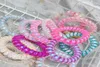 12Styles Laser Telephone Wire Cord Gum Hair Tie Girls Elastic Hair Band Ring Rope Transparent laser Bracelet Stretchy Hair Ropes G6293217