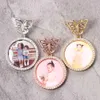 Ins Memory Circle Photo Frame Butterfly Head Solid Pendant Hip Hop Collier Exquis Bijoux