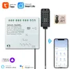 Control Tuya Smart WiFi 4 Channel Relay With Temperature Humidity Sensor Passive Dry Contact Switch RF433 Alexa Alice Compatible