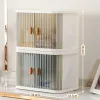 Bins Three Doors Foldable Storage Box Desktop Skincare Product Storages Rack Stackable Storage Rack Kitchen Dustproof Sorting Cabinet