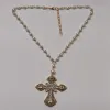 Halsband elegant viktoriansk imitation pärla choker radband halsband stort uttalande gotisk emo vampice grunge handgjorda kristall kors juvelr