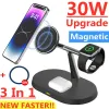 Laddare 3 i 1 30W Magnetic Wireless Charger Stand för iPhone 15 14 13 12 Pro Max Apple Watch 9 8 7 6 AirPods Pro Fast Charging Station
