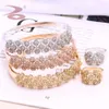 Stile classico a tre colori squisiti donne con diamanti decorazione intarsio anello di tendenza del braccialetto _ gioielli in oro e pietra