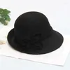 Boinas FS 2024 Lã Felta Fedora Little Top Hats for Woman Flower Bucket Cap Lady Spring Moda Feminina Millinery de Lã Feminino