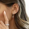 Oorbellen Koreaanse roestvrijstalen kristal zirkoon bliksemkruis oorbellen voor vrouwen goud kleur kraakbeen oorbellen piercing sieraden nieuw