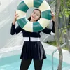 Kobiety dla kobiet 4PCS Koreańskie kobiety plus size nurkowanie rashguard Suitsplit Konserwatywny długie rękawowe letnie wakacje