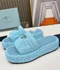 Designer Prdn Weave Slipper Sandalse Straw Weave Platform Raffias Slippers Designer Womans Mens Summer Flat Heel Casual Flip Flops Outdoors Pool Sliders Beach