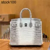 Himalaya Platinum Bag 2024 Witte Nijl Crocodile Skin Bag Dameszak Handgemaakt echt leer