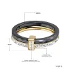 Полосы Lokaer 2 слои черно -белые керамические хрустальные обручальные кольца ювелирные изделия из нержавеющей стали обручальное кольцо для женщин R18054