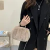 Shoulder Bags Women's Winter Trend Designer Luxury Handbag Fluffy Tote Woven Carry Handle Small Mini Crossbody