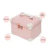 Resväskor lyxiga kvinnors söta makeupartist skönhet Vanity Case Storage Organizer Box Lösenord Medium Suitcase Professional Cosmetic Bag