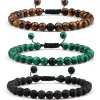 Brins Bracelet réglable fait à la main 6 mm en pierre naturelle Tiger Eye Lava Perles de yoga Bracelets pour femmes hommes couple Bijoux Pulser.