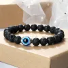 Strands 8mm White Cat Eye Stone Beads Evil eye Bracelet Men Tiger Eye Black Beads Turkish style Strand Bracelet For Women female Jewelry