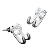 Charm 2023 Nya enkla Zircon Studörhängen Enkel trend Personlighet Hip-Hop Niche Hook Shape Earrings for Women Men Party Jewelry Y240423