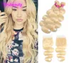 Peruaanse mensenhaarverlengingen met 4x4 kanten sluiting Lichaamsgolf 613 Blonde bundels Sluitingen Human Hair 1028inch1966434