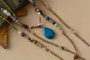 Ожерелья заявление ожерелье Новые натуральные камни семян бусины для слез подвеска 3 -й слои ожерелье Богемия Цепные ожерелья капля