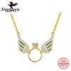 Kettingen Trustdavis Real 925 Sterling Silver Angle Wings Zirkoon hanger ketting vrouwen 14K vergulde bruiloft luxe sieraden cadeau L124