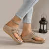 Clip Toe Wedge Heel Sandals for Women Summer Pu Leather Platform Flip Flops Lamkikt Diabetiker Walking Sandaler 240412