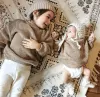 Sweaters Autumn Winter New Toddler Boys Girls Solid Long Sleeve Sweaters Coat Children Sweaters Kids Knitting Pullovers Tops