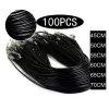 Colarinhos de atacado 100pcs couro preto diy para etiqueta de cachorro tags colar de corrente mulheres mulheres feitas de corda de cera artesanal para fabricação de jóias