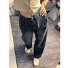 Kvinnors jeans raka ben jeans för kvinnor hög midja denim byxor mamma jean baggy byxor avslappnade byxor harajuku strtwear överdimensionerade byxor y240422