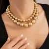 Halsband skiktade CCB -bollpärlade chokerhalsband för kvinnor trendig stor pärlkedjekrage på nacktillbehör 2024 Fashion smycken kvinnlig