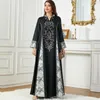 Ethnic Clothing Loose Casual Muslim Dress Fashion V-Neck Printed Dresses Musulman Women Jubba Thobe Long Sleeve Robe Jubah Dubai Arab Abayas