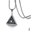 Colliers pendents Collier pyramide égyptien Egypte 14K Or jaune tout-côté de l'œil maléfique géométrique bijoux de bijoux