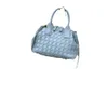 Tote bag high definition Cassette Handheld Genuine Leather Womens Woven Brick Casual One Diagonal Crossing Bowling