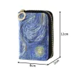 Innehavare Van Gogh Oil Målning PU Leather 9 Bits Card Case Affärskort Holder Kvinnor Kredit Passport Bag ID Passportkort Plånbok