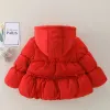 Schichten Wintermädchen Schnee Mantel Mantel mit härter Baby -Down -Jacke Mode mit Kapuze Kinder Baumwollkleidung Kinder Kinder Overalls