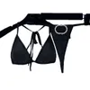 Bikini sexy suit tether neck bra underwear diamond studded metal sexy thong swimsuit