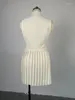 여자 트랙 슈트 2024 여름 드레스 2 피스 세트 신선한 스타일의 단색 단색 세련된 옷장 불규칙한 상단 주름 치마 캐주얼