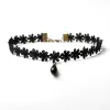 Ожерелья черные панк -готические ожерелья для женщин для женщин Цветочные бархатные кружевные чокеры леди геометрические ожерелья воротнички модные подвесные украшения