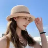 Przyjazd Sun Hat Femal Beach Suncreen Cap dla kobiet Summer Słomka Składana plażowa czapka przeciwsłoneczna oddychająca z dzianiny czapka 240418