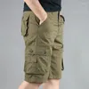 Męskie spodenki Summer Fashion Męskie spodnie ładunkowe Kolan Klasyczne wiele kieszeni Duży rozmiar bawełniany pół khaki armia zielony