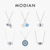 Halsband Modian 925 Sterling Silver Sexig ögonfrans Handen av Fatima turkoshänge Lucky Blue Eye Halsband för kvinnor Fin smycken gåva