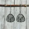 Dangle Chandelier Vintage Geometric Shape Pine Trees Print Earrings for Women Retro Bohemian Style Silver Color Jewelry Trendy H240423