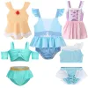 Swimwear Lovely Princess Girl Swimsuit Summer Swimming Dress Pool Rapunzel Belle Cinderella Bikini Kid Fairy Tale Swimwear Clothing 210T