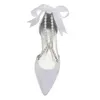 Casual Shoes CreativeSugar Satin Dress Pearls String Crossed Strap Ribbon Tie D'Orsay Lady Flats Bridal Wedding Prom Pekade tå