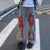 ROPA Grunge Y2K Streetwear Baggy ممزق بنطلون جينز مكدسة الرجال يلبسون النساء مستقيمة سراويل الدنيم بانتالوني UOMO 240420