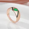 Bands SYOUJYO Luxury Dark Square Green Opal Zircon Rings For Women Vintage Black Plating Fine Jewelry Rose Gold Color Wedding Rings