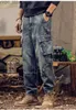 Kvinnors jeans 2023 Nya herrarbeten Jeans Loose Casual Ben Patchwork Large Pocket Jeans Fashionable Hip-Hop Retro Mens Clothing YQ240423
