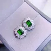 Kolczyki do stadniny Naturalne zielone zielone kolczyki diopside Luksusowy prostokąt Styl 1.1ct 2PCS Kamień 925 Srebrny srebrny biżuteria L24531