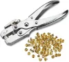 Belts Eyelet Grommet Pliers Kit 1 Hole Punch, 100 Gold Grommets 4.5mm for Leather, Canvas, Cloth, Shoe, Belts, Bags, Crafts