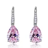 Choucong Brand Dangle Earrings Luxury Jewelry Stunning 925 Sterling Silver Water Drop Pink Topaz CZ Diamond Gemstones Party Women Wedding Drop Earring Gift